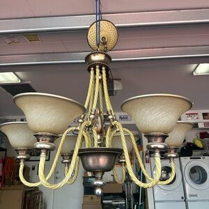 Neoclassical Revival Style Fixture With Decorative Rope-Textured Arms.